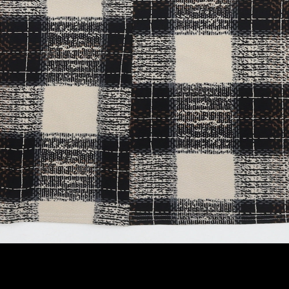 Boohoo Womens Beige Check Polyester Mini Skirt Size 8
