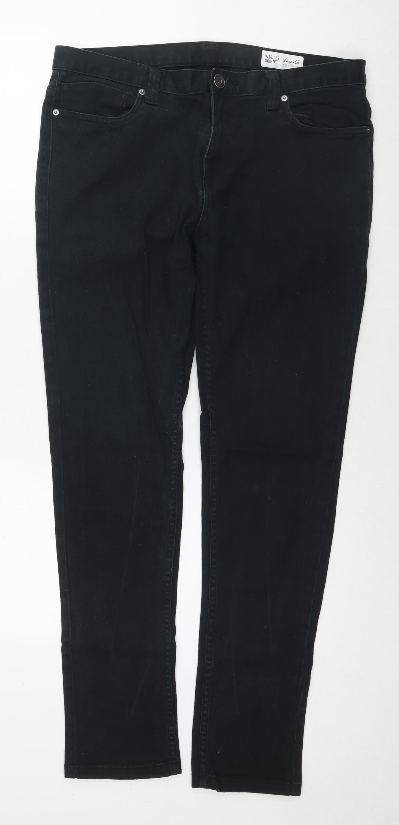 Denim & Co. Mens Black Cotton Skinny Jeans Size 34 in L32 in Regular Zip