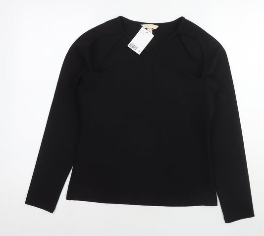 Womens UK Size M H&M Black Basic Blouse