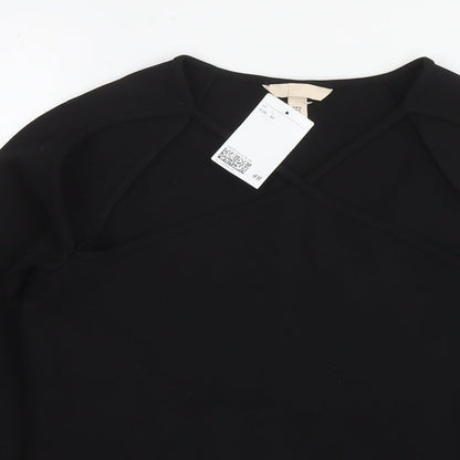 Womens UK Size M H&M Black Basic Blouse