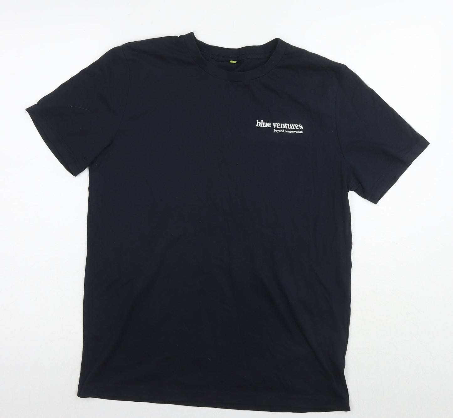 Blue Ventures Mens Black Cotton T-Shirt Size M Round Neck - Beyond conservation