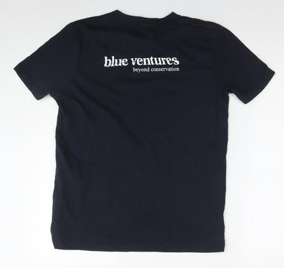 Blue Ventures Mens Black Cotton T-Shirt Size M Round Neck - Beyond conservation