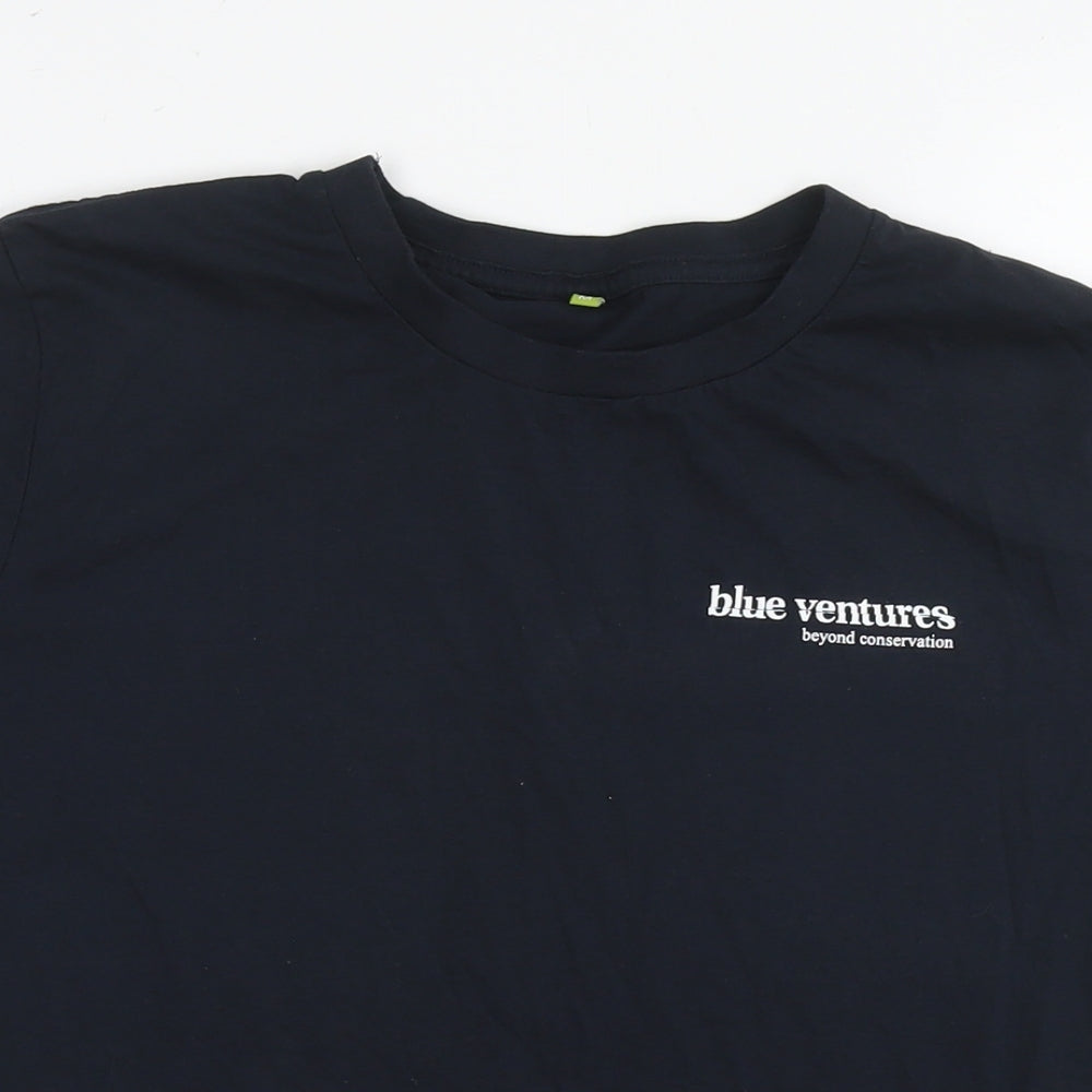 Blue Ventures Mens Black Cotton T-Shirt Size M Round Neck - Beyond conservation