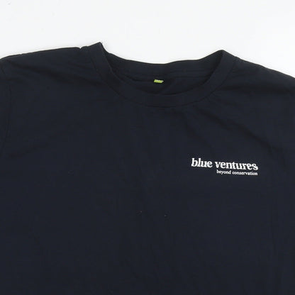 Blue Ventures Mens Black Cotton T-Shirt Size M Round Neck - Beyond conservation