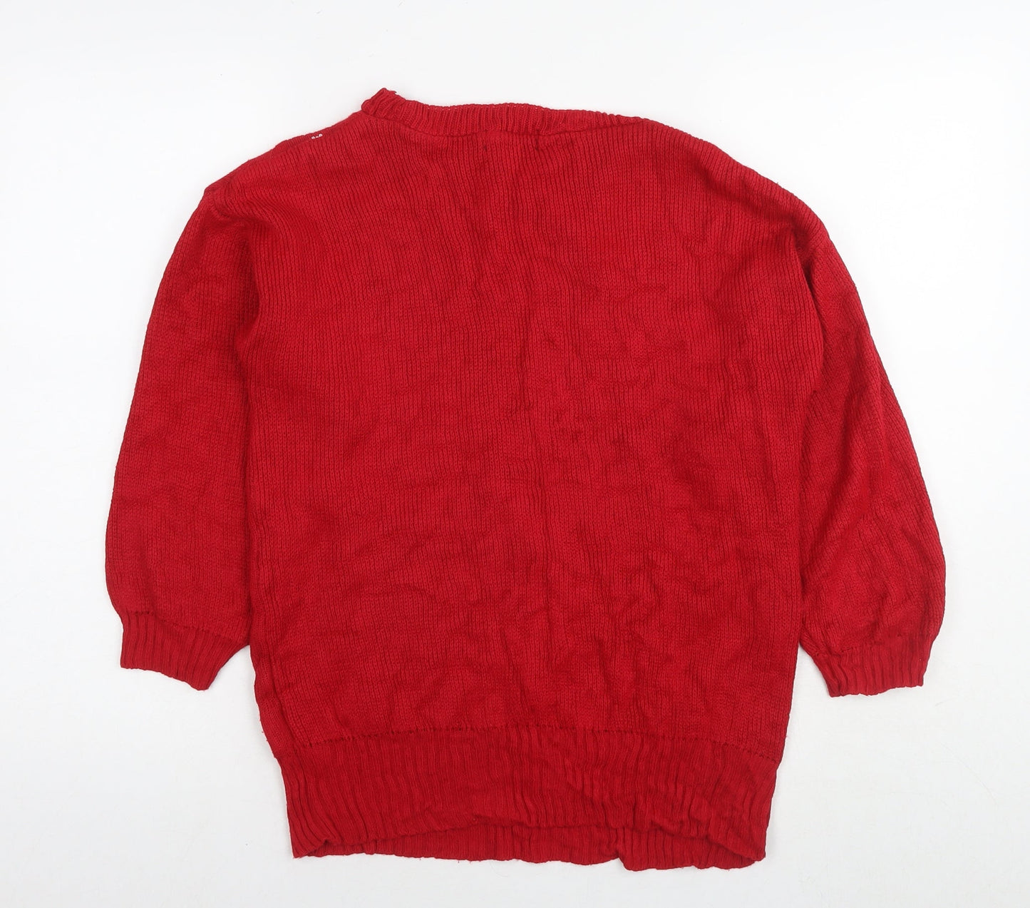 AC Signature Girls Red Round Neck Polyester Tunic Jumper Size 9 Years Pullover - Christmas Jumper Penguin