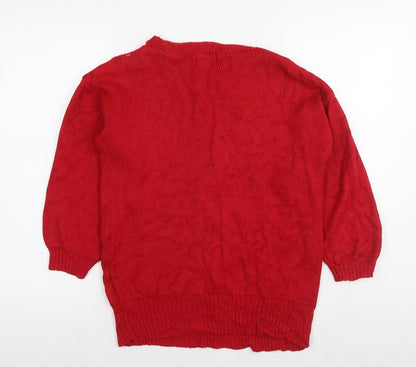 AC Signature Girls Red Round Neck Polyester Tunic Jumper Size 9 Years Pullover - Christmas Jumper Penguin