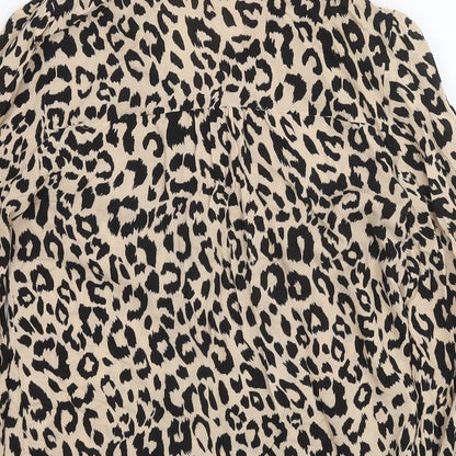 Womens UK Size 8 Oasis Beige Basic Button-Up