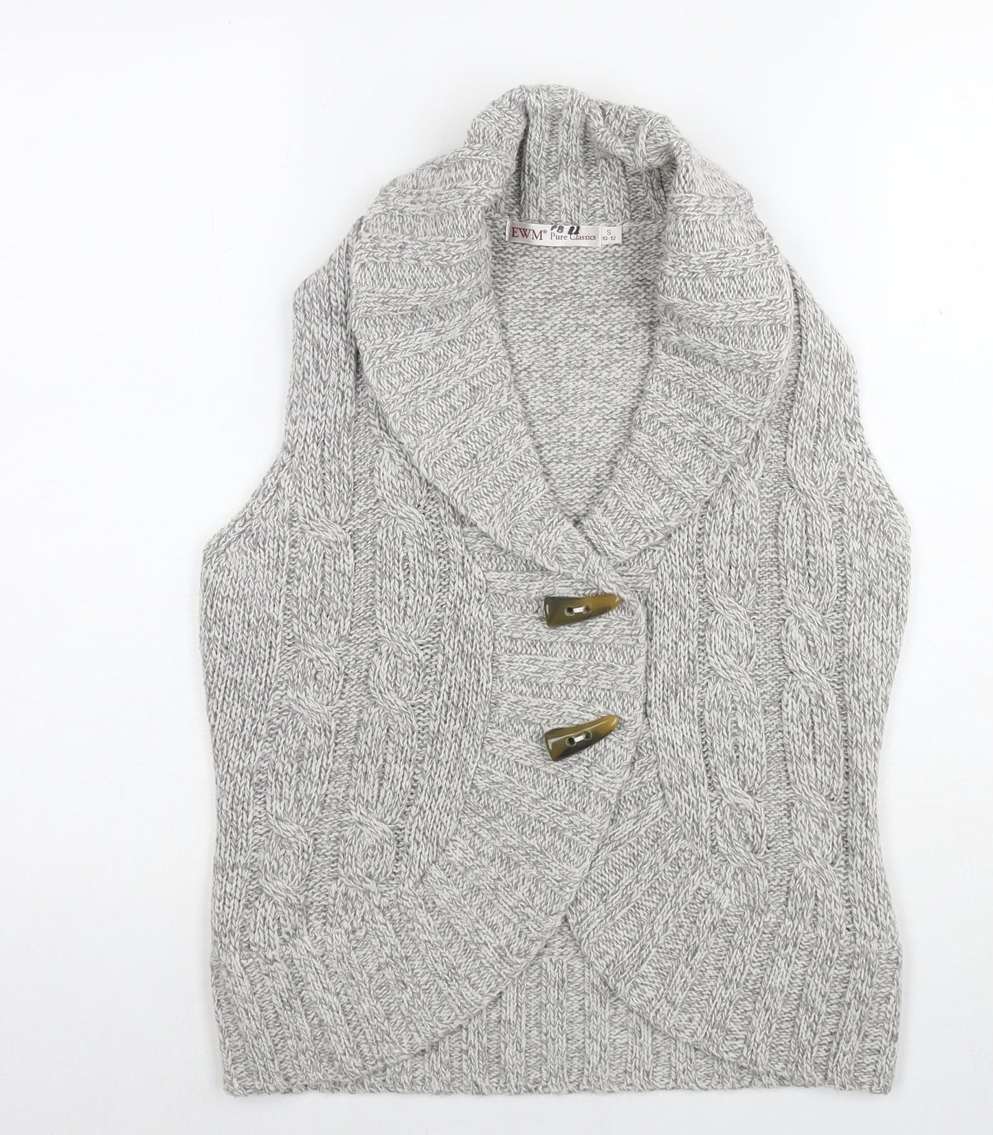 Womens UK Size 10 EWM Grey Cardigan Jumper