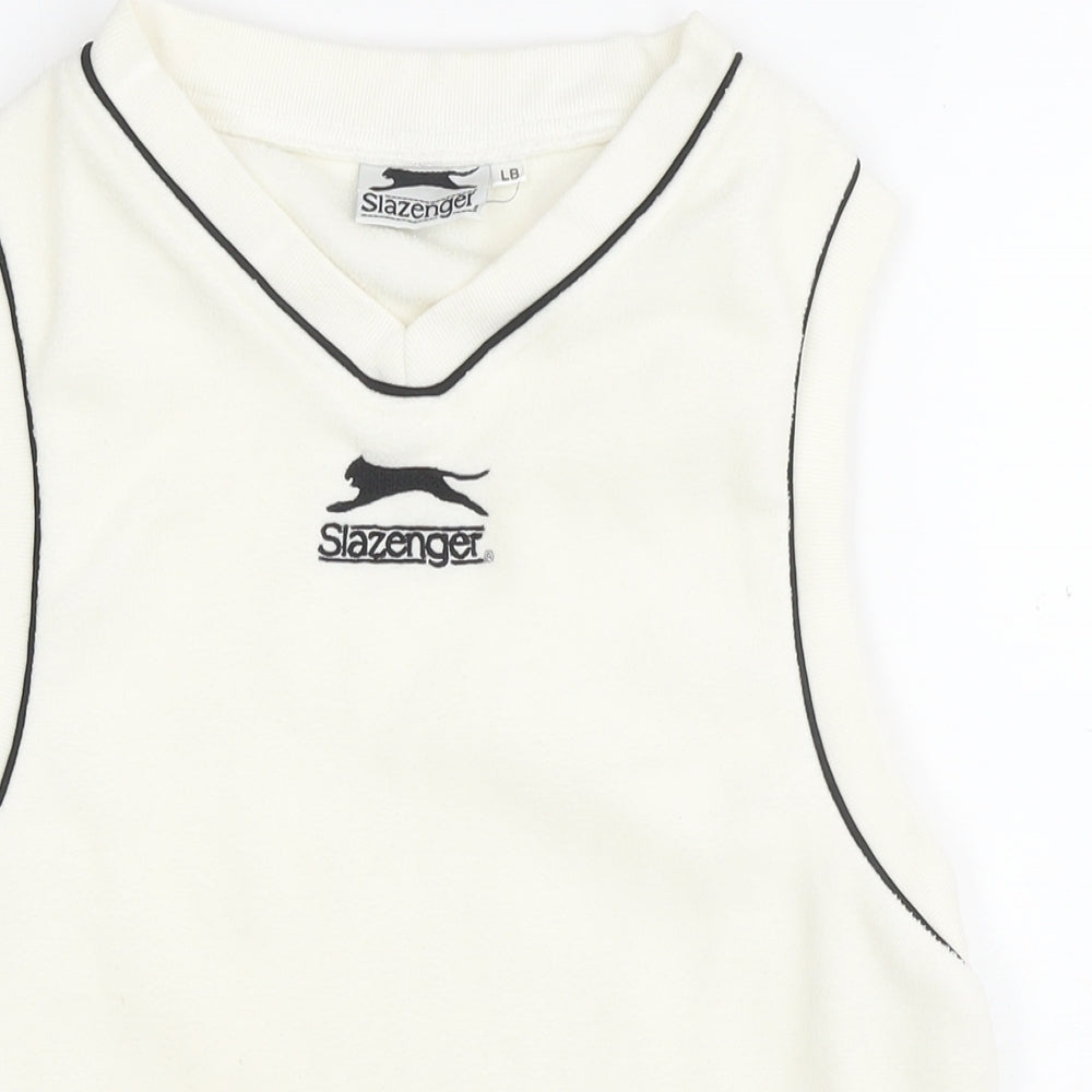 Slazenger Boys White Polyester Pullover Sweatshirt Size L Pullover - Logo