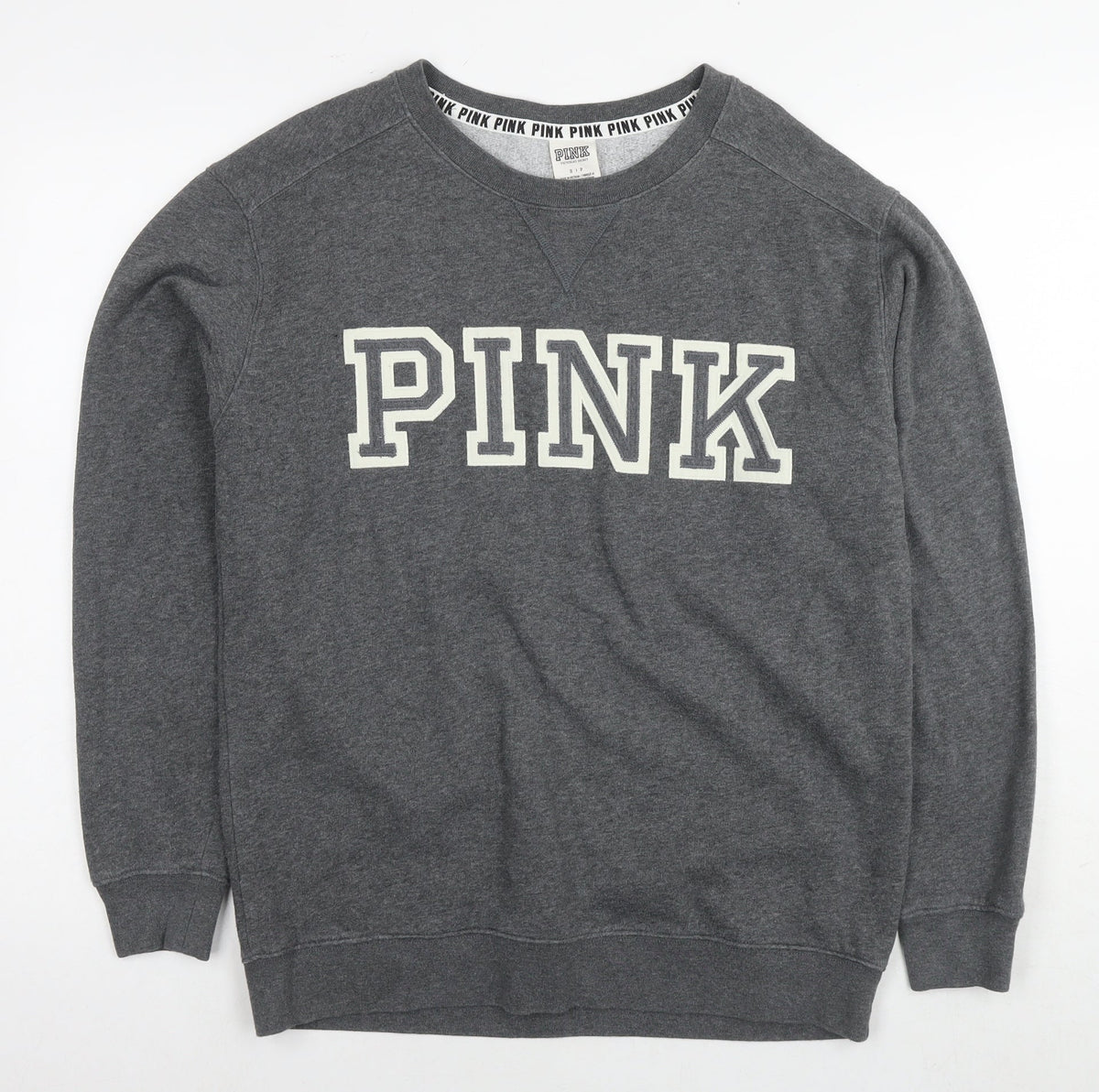 PINK Womens Grey Cotton Pullover Sweatshirt Size S Pullover