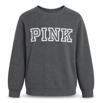 PINK Womens Grey Cotton Pullover Sweatshirt Size S Pullover