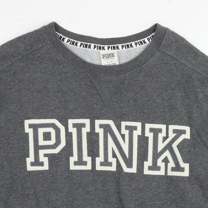 PINK Womens Grey Cotton Pullover Sweatshirt Size S Pullover