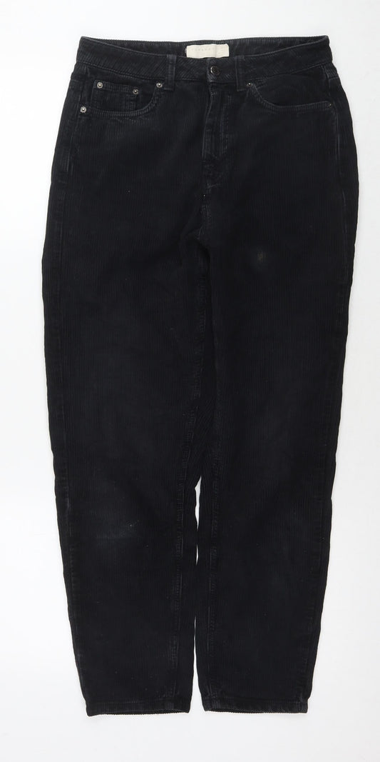 Topshop Womens Black Cotton Trousers Size 28 in L30 in Regular Zip