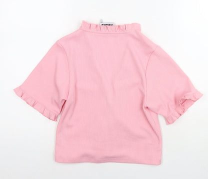 Reclaimed Vintage Womens Pink V-Neck Polyester Cape Jumper Size XS