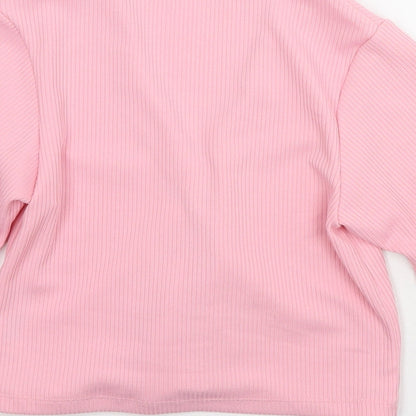 Reclaimed Vintage Womens Pink V-Neck Polyester Cape Jumper Size XS