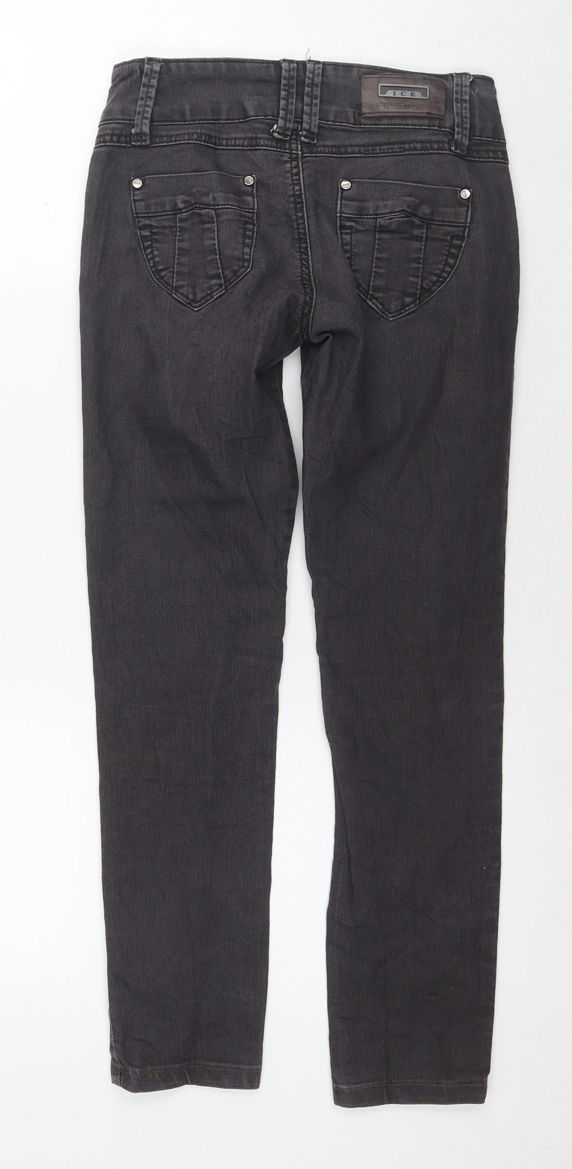 Ice Blue Womens Grey Cotton Skinny Jeans Size 27 in L26 in Regular Zip