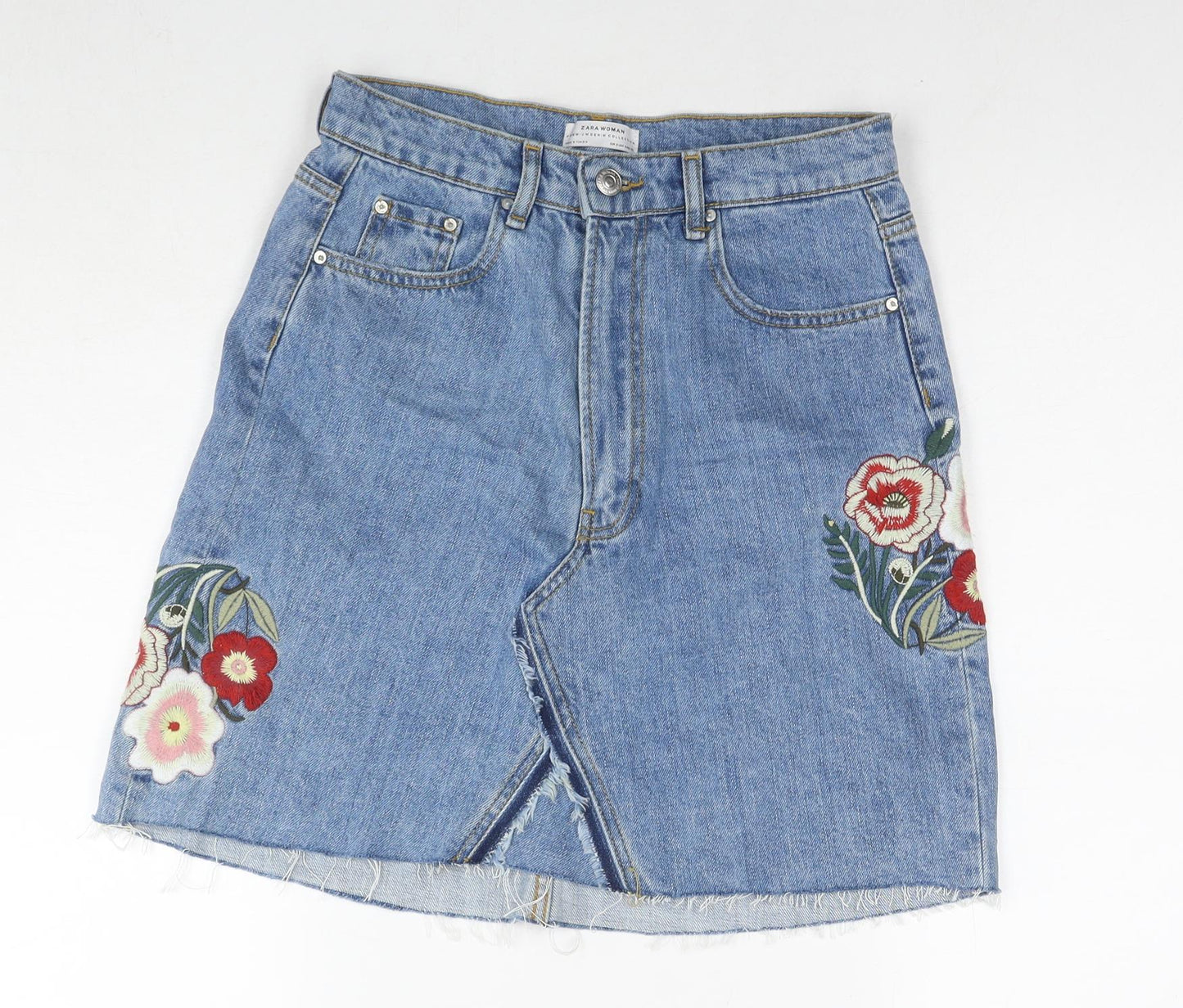 Womens UK Size S Zara A-Line Denim Skirt
