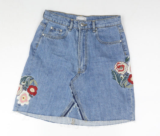 Womens UK Size S Zara A-Line Denim Skirt