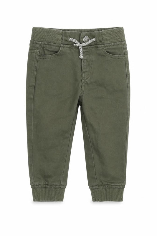Denim & Co. Boys Green Cotton Jogger Jeans Size 9-12 Months Drawstring
