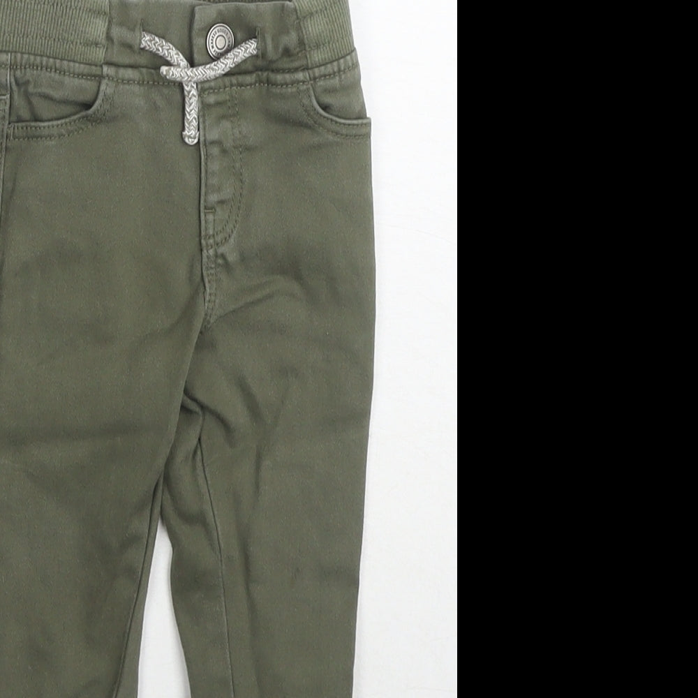 Denim & Co. Boys Green Cotton Jogger Jeans Size 9-12 Months Drawstring