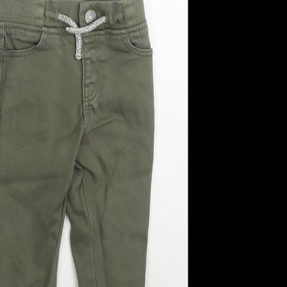 Denim & Co. Boys Green Cotton Jogger Jeans Size 9-12 Months Drawstring