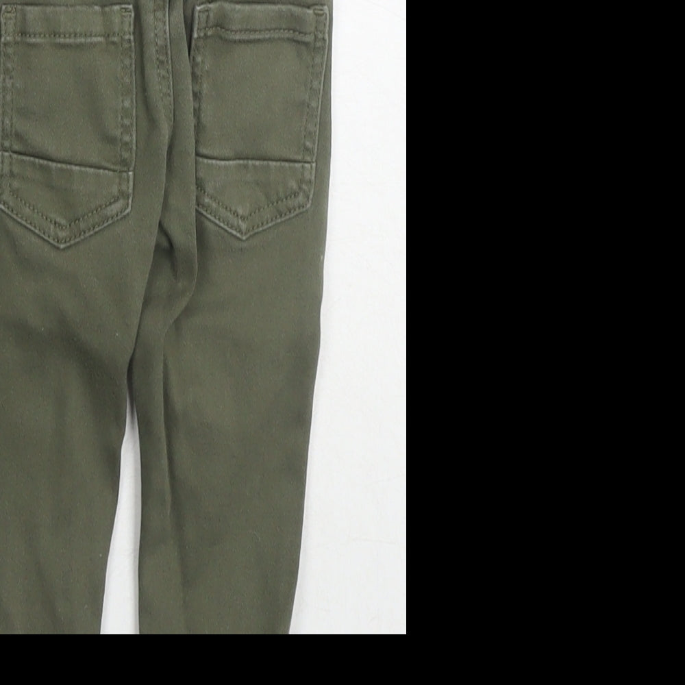 Denim & Co. Boys Green Cotton Jogger Jeans Size 9-12 Months Drawstring