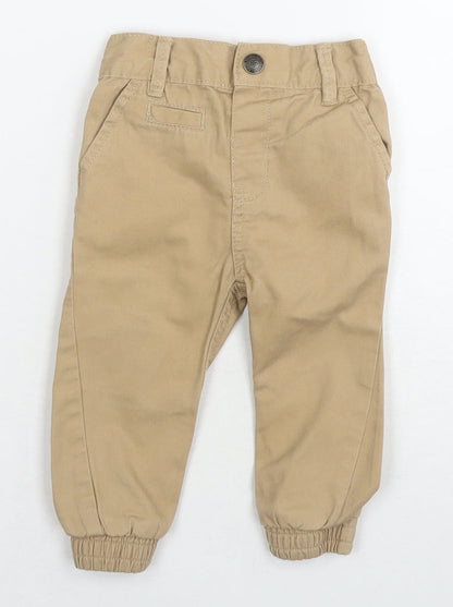 Little Rebel Boys Beige Cotton Capri Trousers Size 9-12 Months Zip