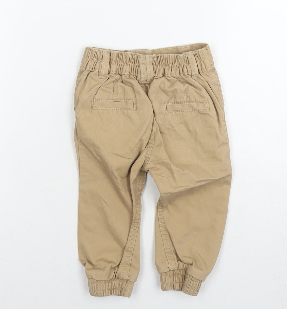 Little Rebel Boys Beige Cotton Capri Trousers Size 9-12 Months Zip