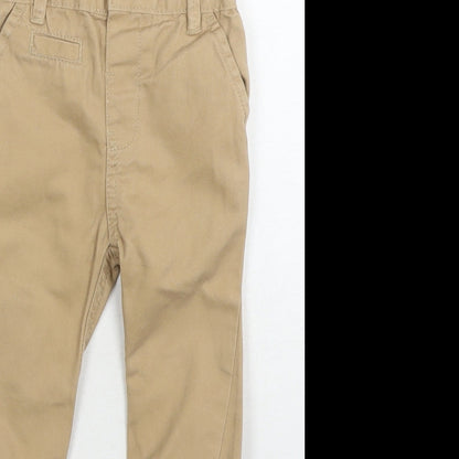 Little Rebel Boys Beige Cotton Capri Trousers Size 9-12 Months Zip