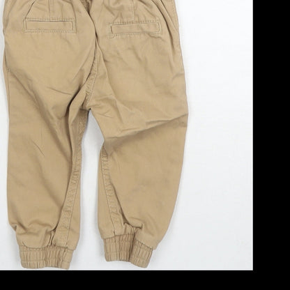 Little Rebel Boys Beige Cotton Capri Trousers Size 9-12 Months Zip
