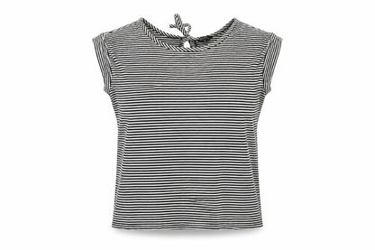 BC Clothing Womens White Striped Viscose Basic T-Shirt Size M Round Neck