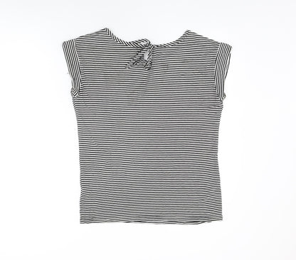 BC Clothing Womens White Striped Viscose Basic T-Shirt Size M Round Neck
