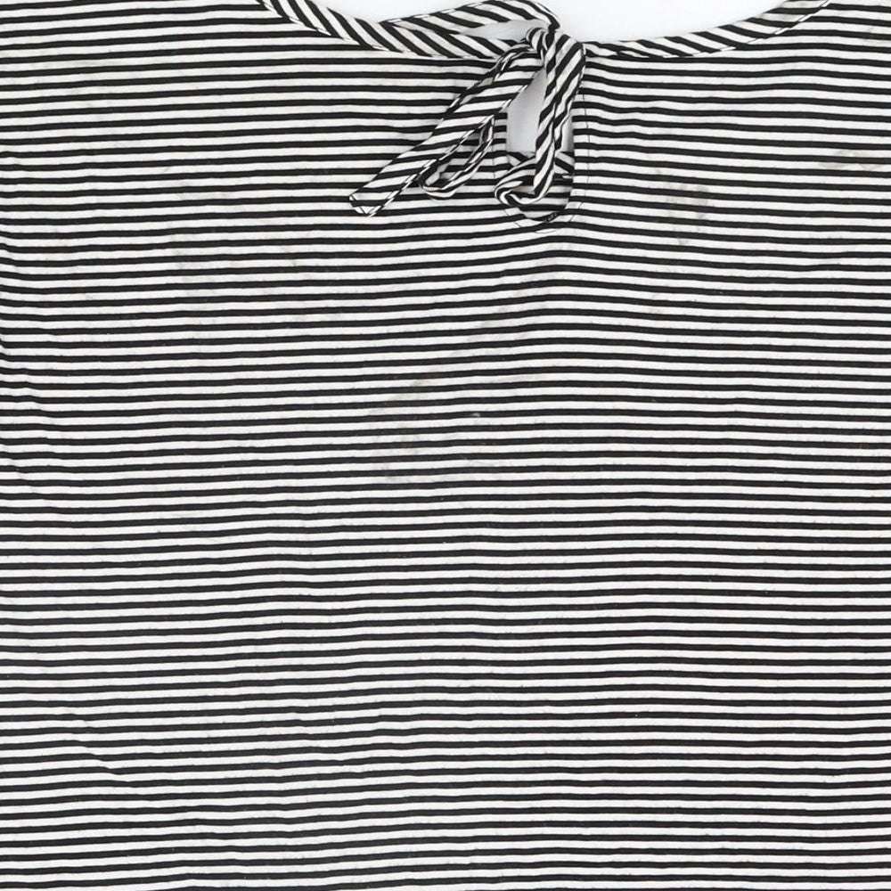 BC Clothing Womens White Striped Viscose Basic T-Shirt Size M Round Neck