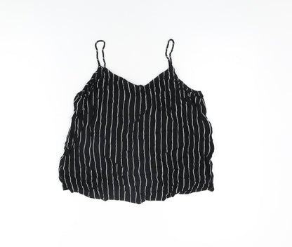 Noisy may Womens Black Striped Viscose Camisole T-Shirt Size S V-Neck