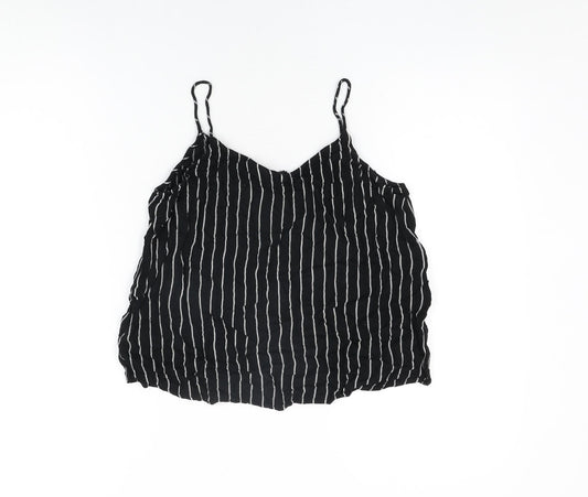 Noisy may Womens Black Striped Viscose Camisole T-Shirt Size S V-Neck