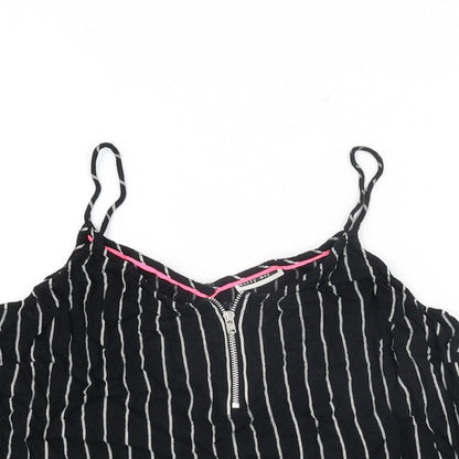 Noisy may Womens Black Striped Viscose Camisole T-Shirt Size S V-Neck