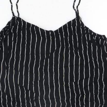 Noisy may Womens Black Striped Viscose Camisole T-Shirt Size S V-Neck
