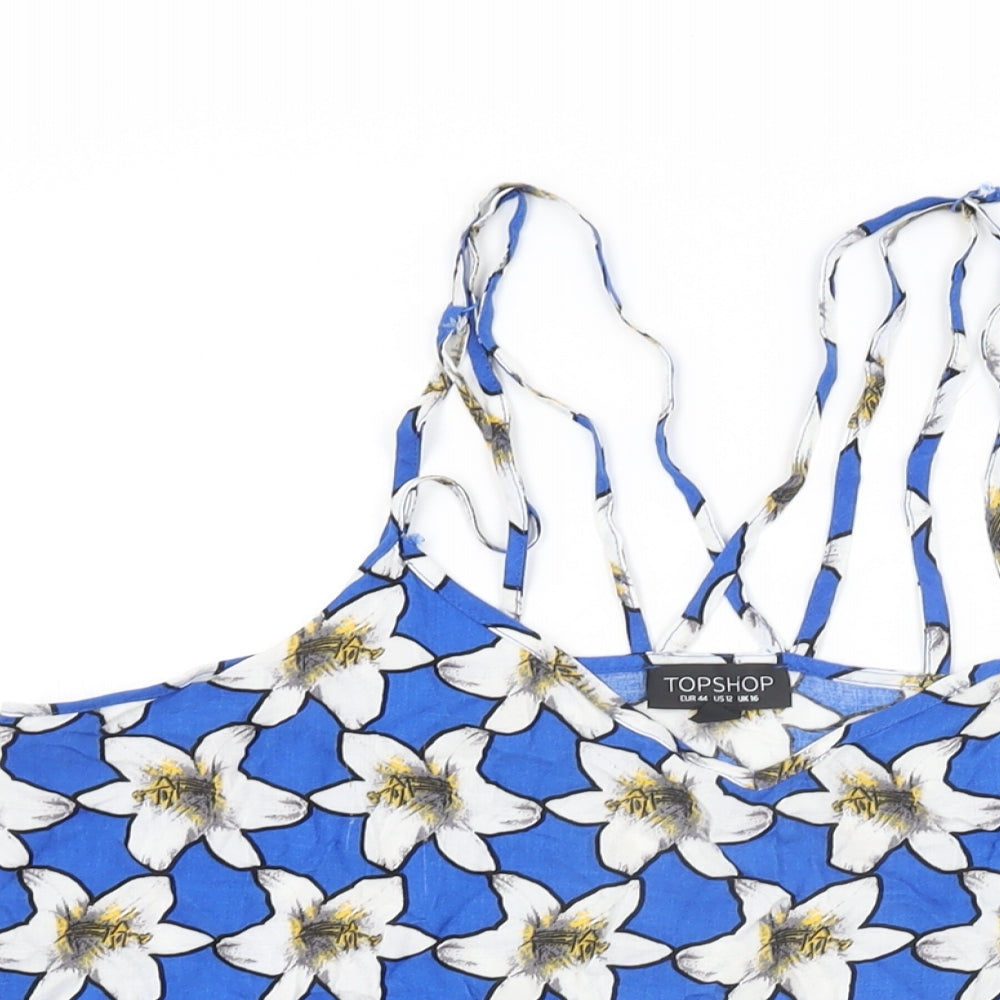 Womens UK Size 16 Topshop Blue Camisole T-Shirt
