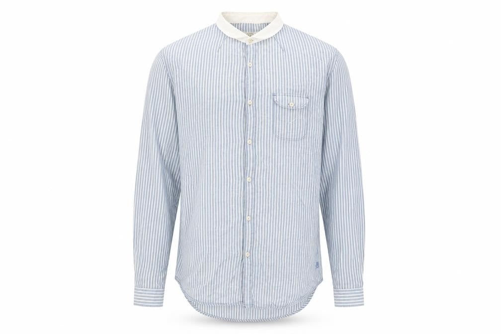 Label Lab Mens Blue Striped Cotton Button-Up Size XL Collared Button