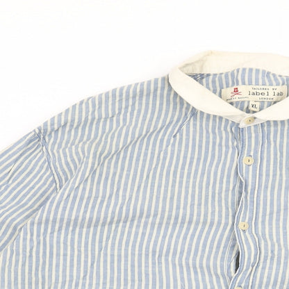 Label Lab Mens Blue Striped Cotton Button-Up Size XL Collared Button