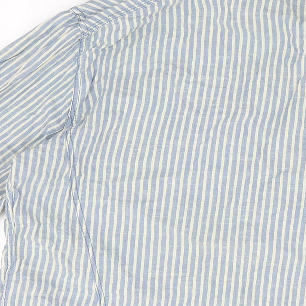 Label Lab Mens Blue Striped Cotton Button-Up Size XL Collared Button