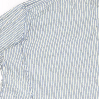 Label Lab Mens Blue Striped Cotton Button-Up Size XL Collared Button