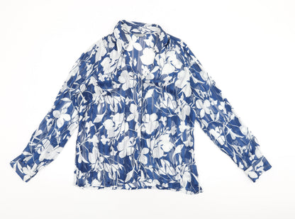 Womens UK Size 16 Per Una Blue Basic Button-Up