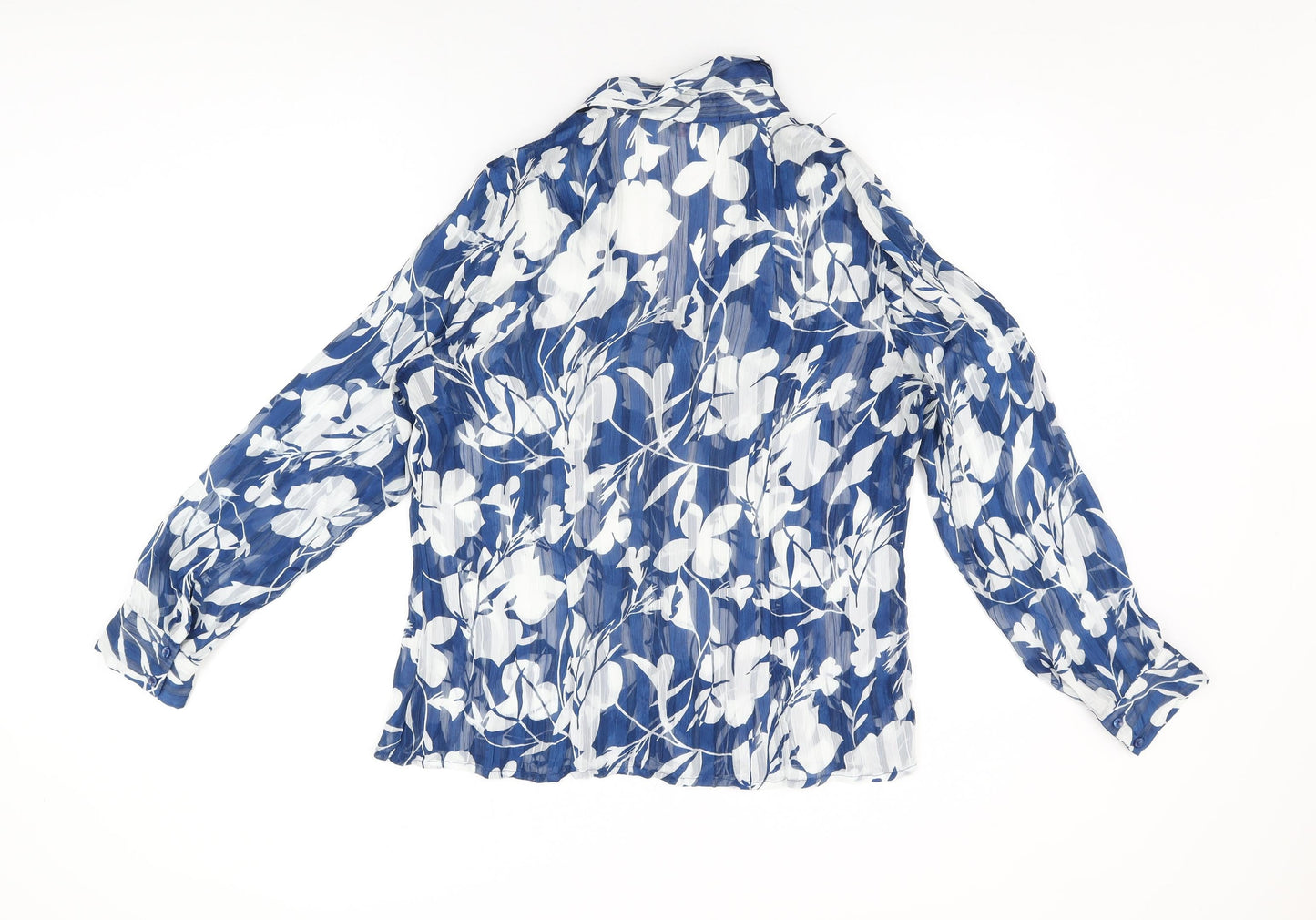 Womens UK Size 16 Per Una Blue Basic Button-Up