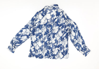 Womens UK Size 16 Per Una Blue Basic Button-Up
