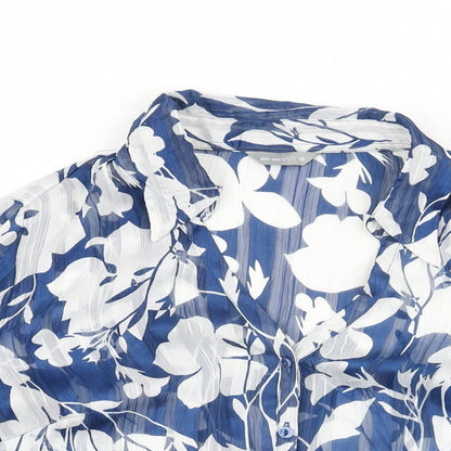 Womens UK Size 16 Per Una Blue Basic Button-Up