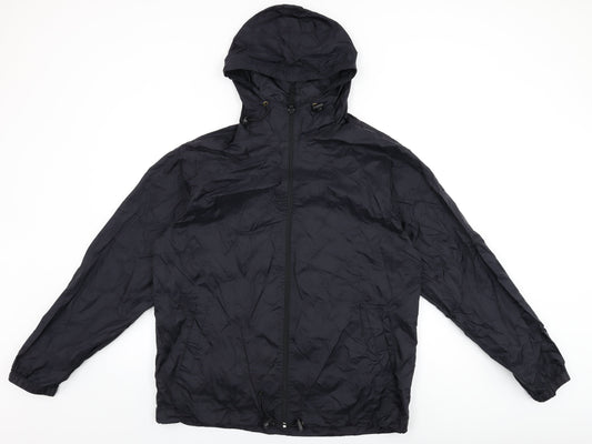 Zantos Mens Black Rain Coat Coat Size M Zip