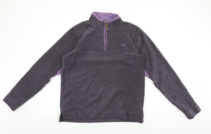 Cotton Traders Womens Purple Polyester Pullover Sweatshirt Size M Zip