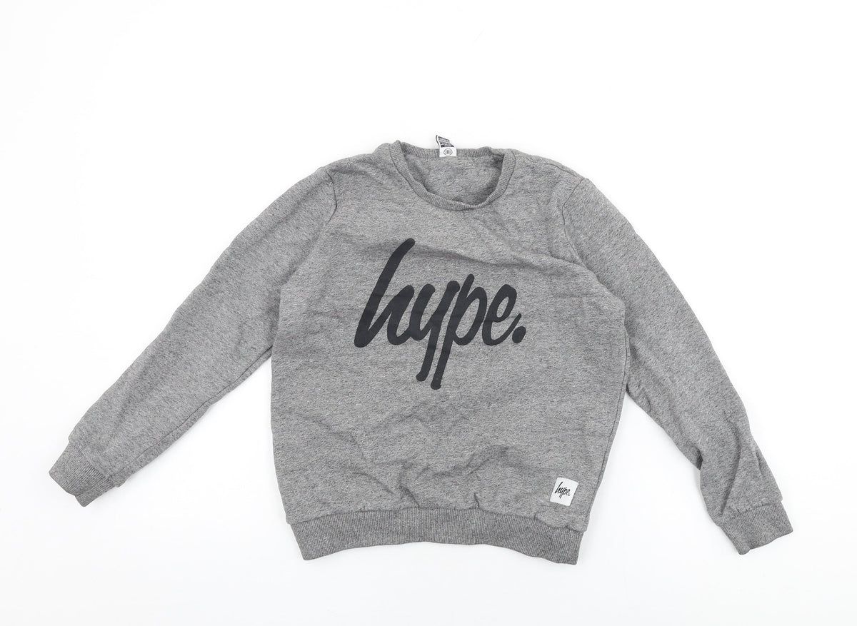 Hype Boys Grey Cotton Pullover Sweatshirt Size 11-12 Years Pullover