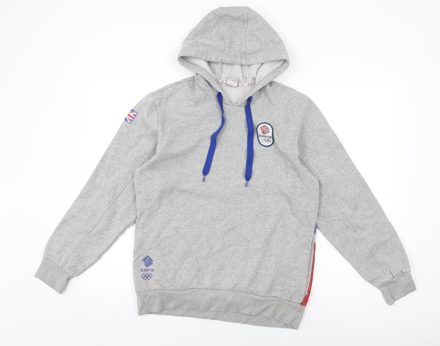 TEAM GB Mens Grey Geometric Cotton Pullover Hoodie Size M